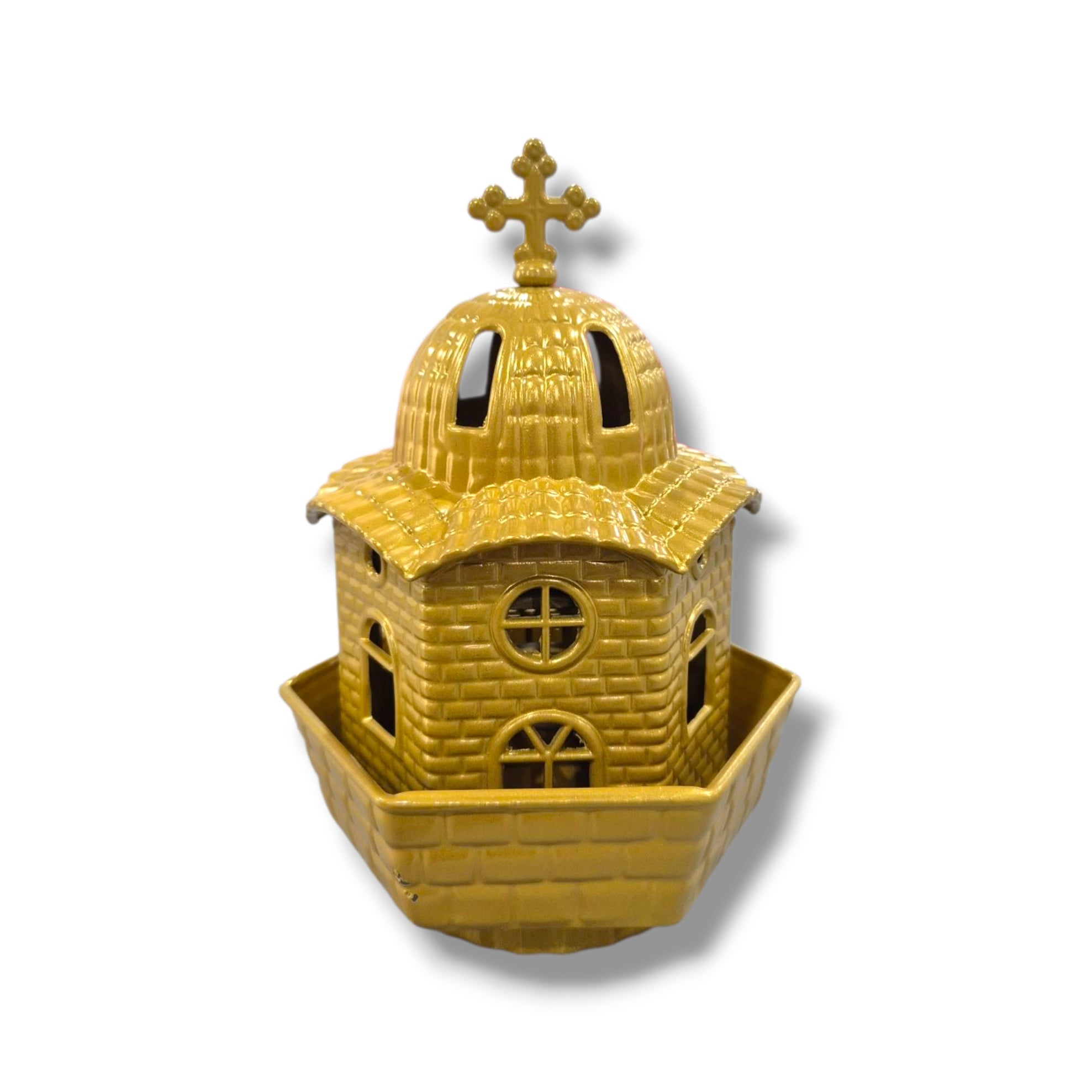 Gold Church Tealight Candle Holder
