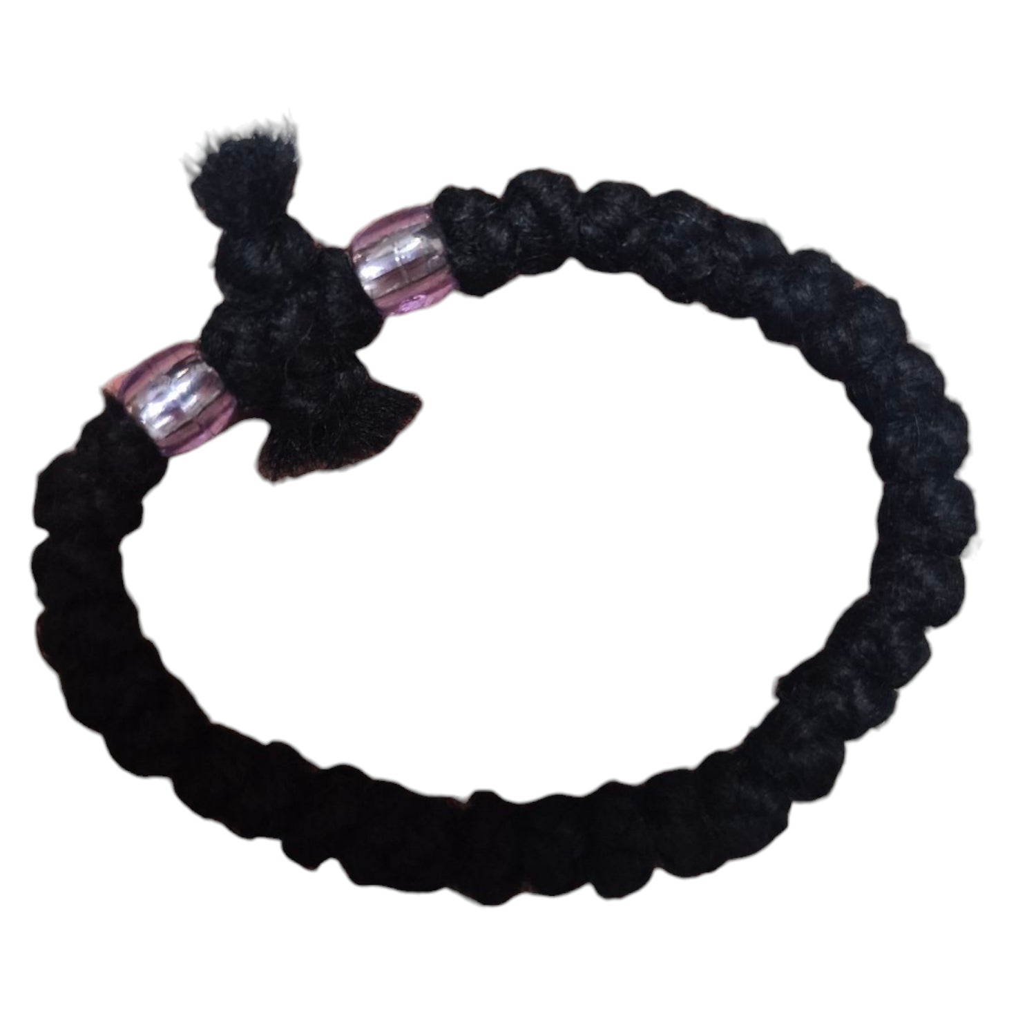 33 Knot Thick Black Rope Cross + Beads Bracelets