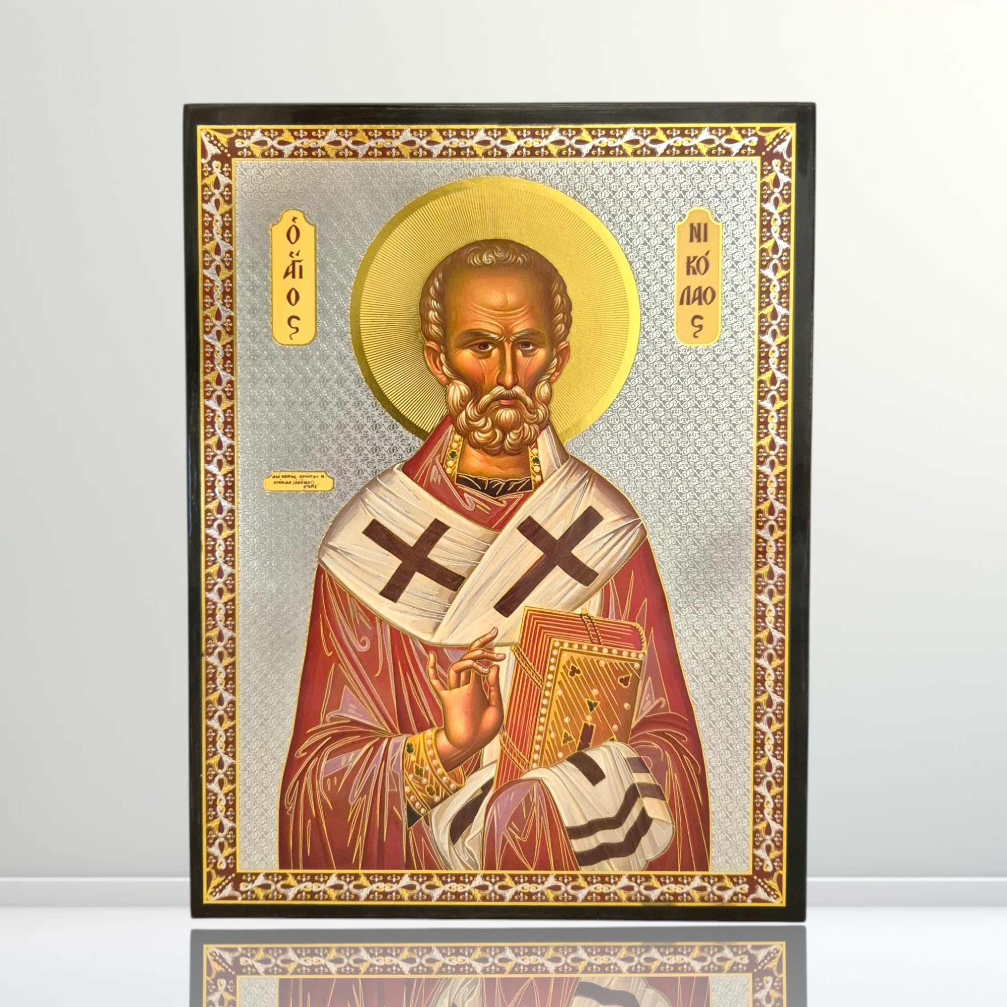 St Nicholas Black and Silver A5 (Handmade Holy Icons)
