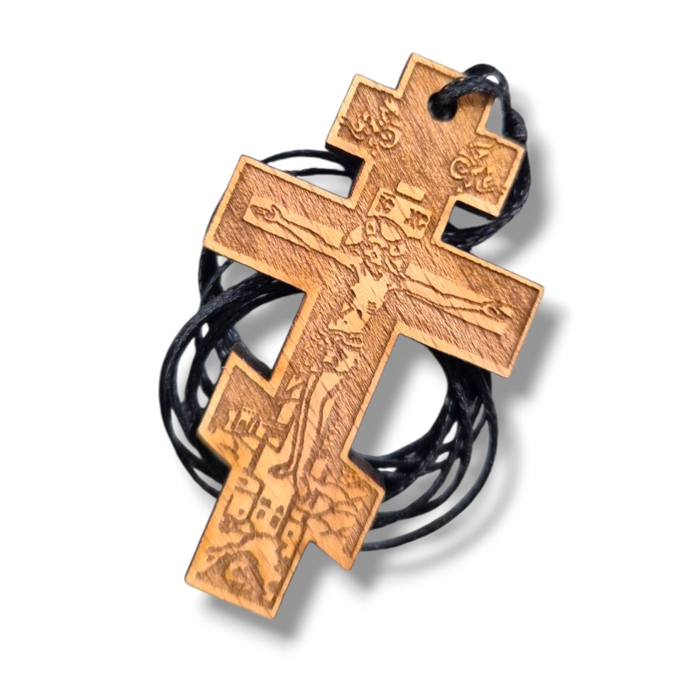 Small Wooden Cross Necklace (Style 3)