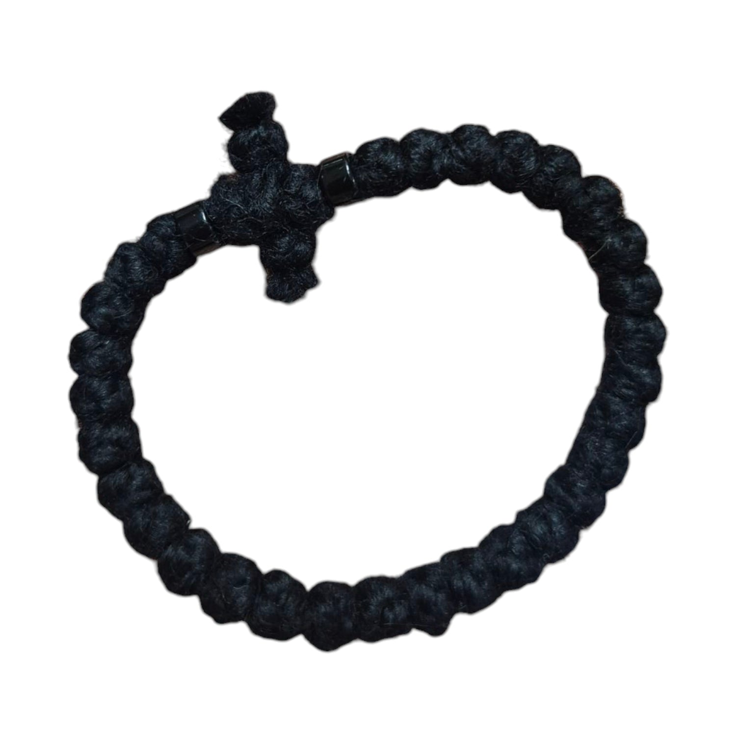 33 Knot Thick Black Rope Cross + Beads Bracelets
