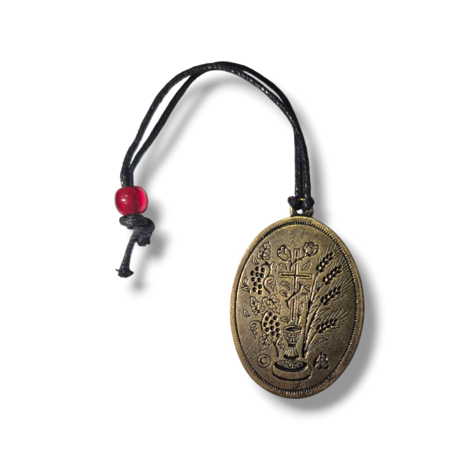 Theotokos Gold Metal Oval Keyring on Rope
