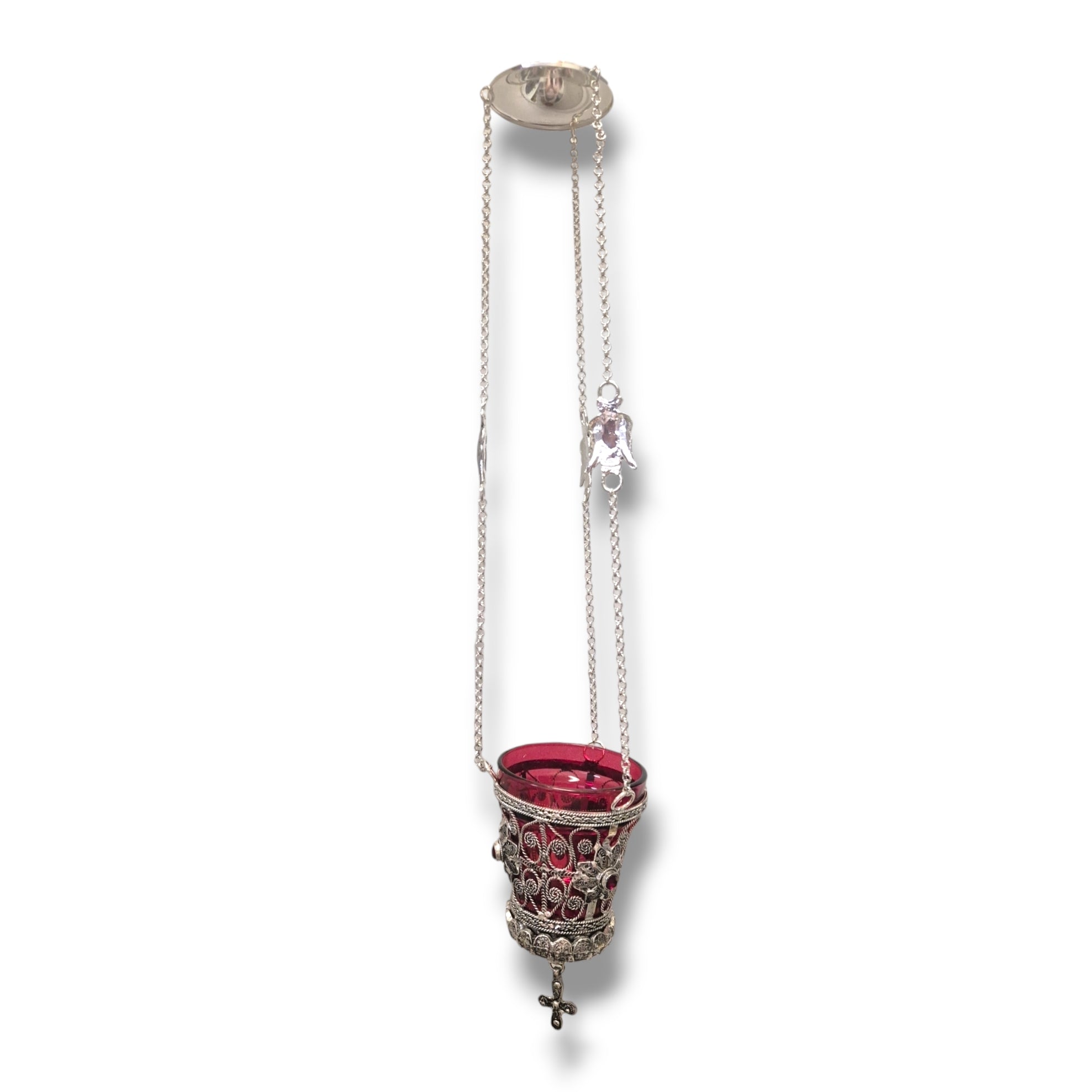 Silver and Red Oil Lamp