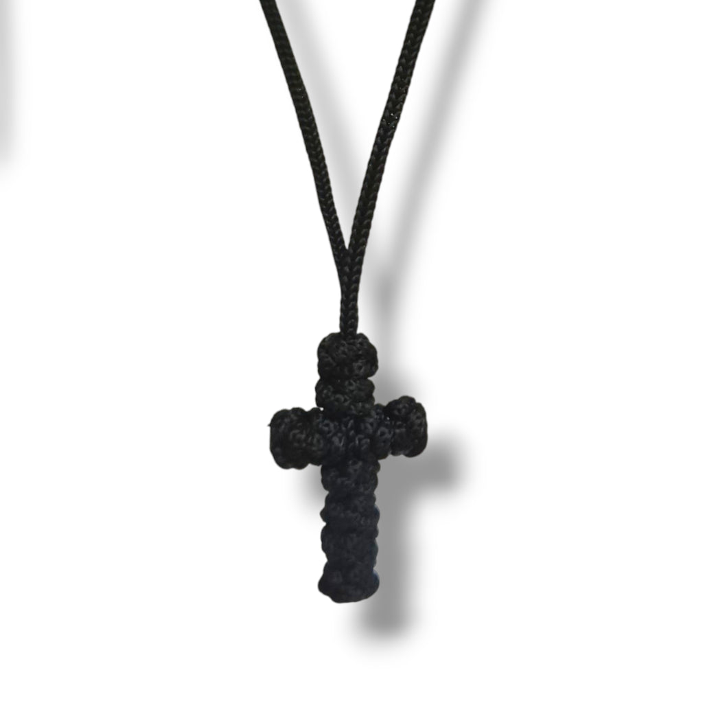 Medium Black Cross on Rope