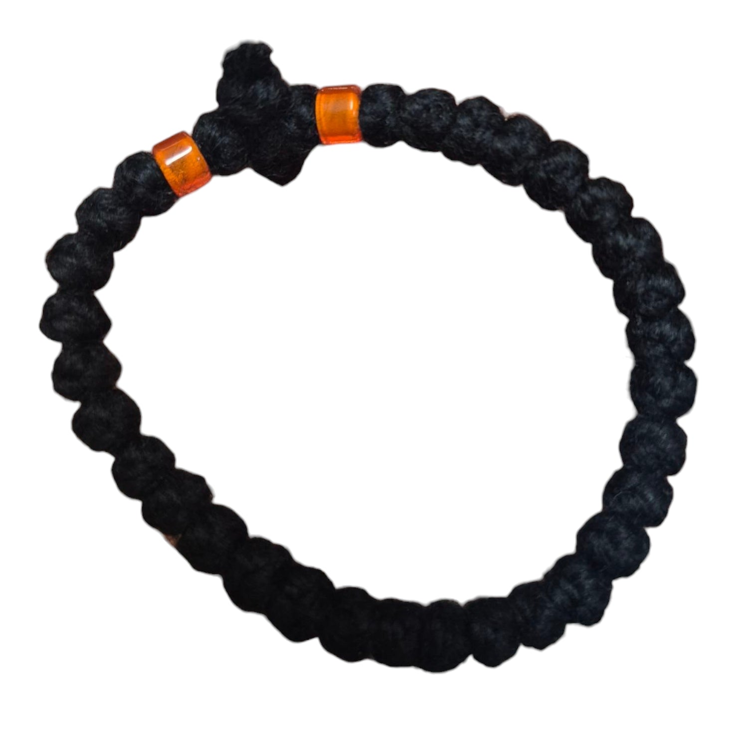 33 Knot Thick Black Rope Cross + Beads Bracelets