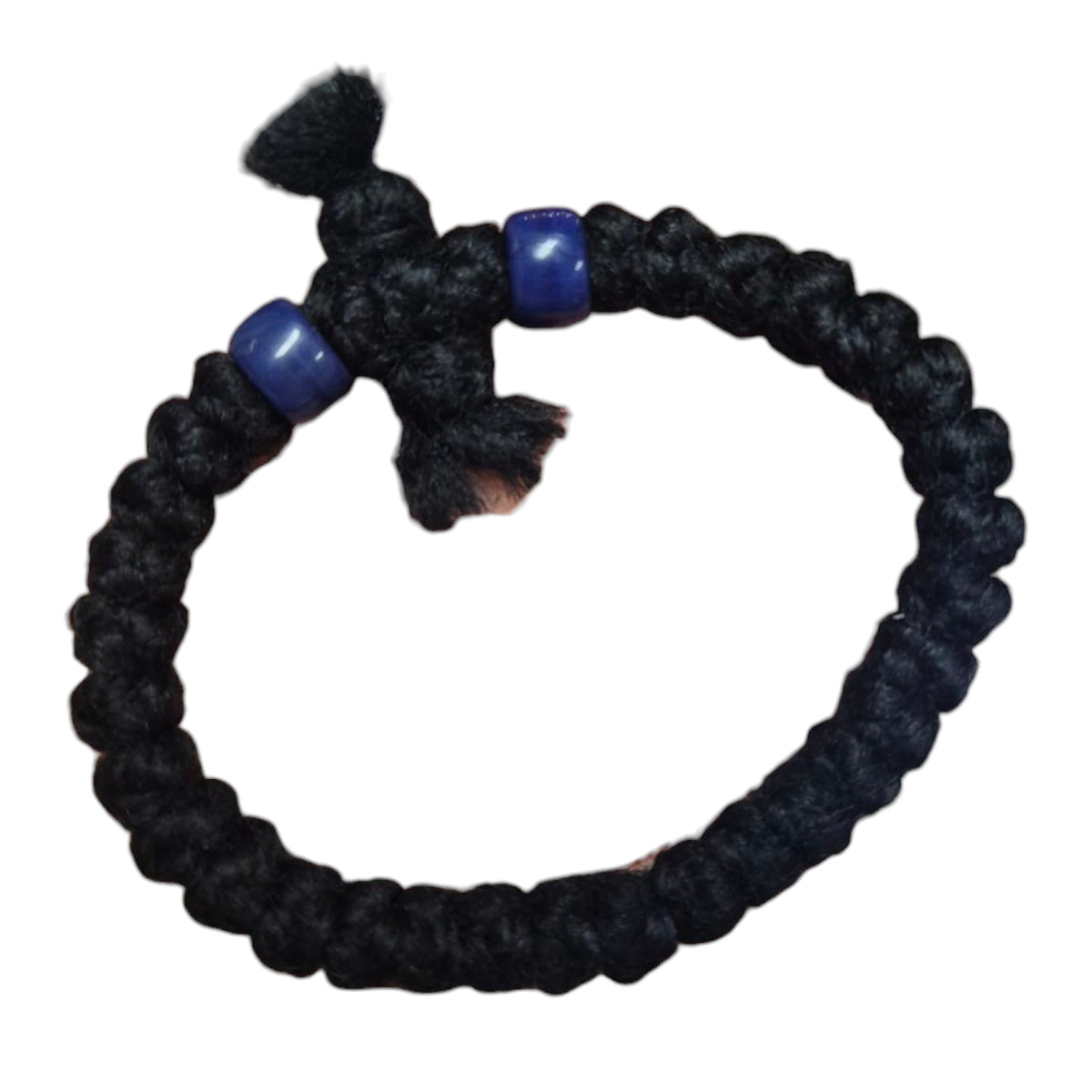 33 Knot Thick Black Rope Cross + Beads Bracelets
