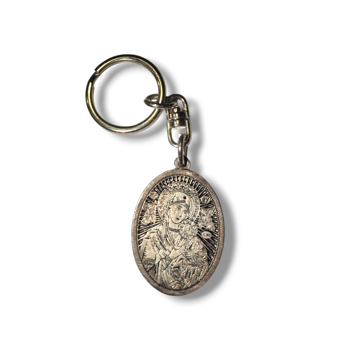 Theotokos Gold Metal Oval Keyring