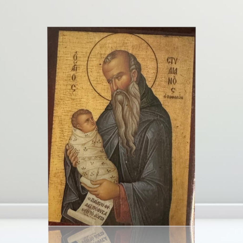 St Stylianos Mini Icon Wood