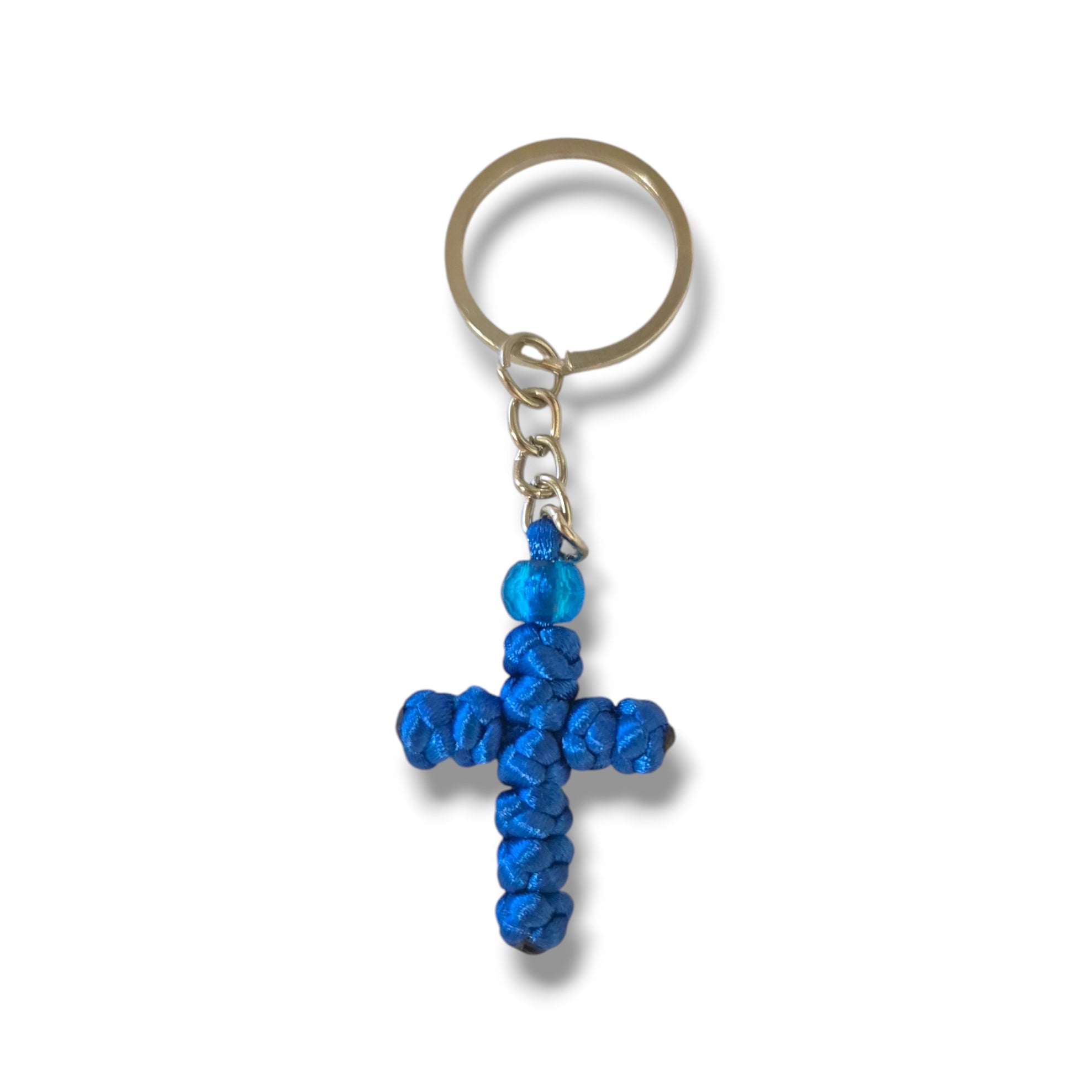 Dark Blue Rope Cross Keychain