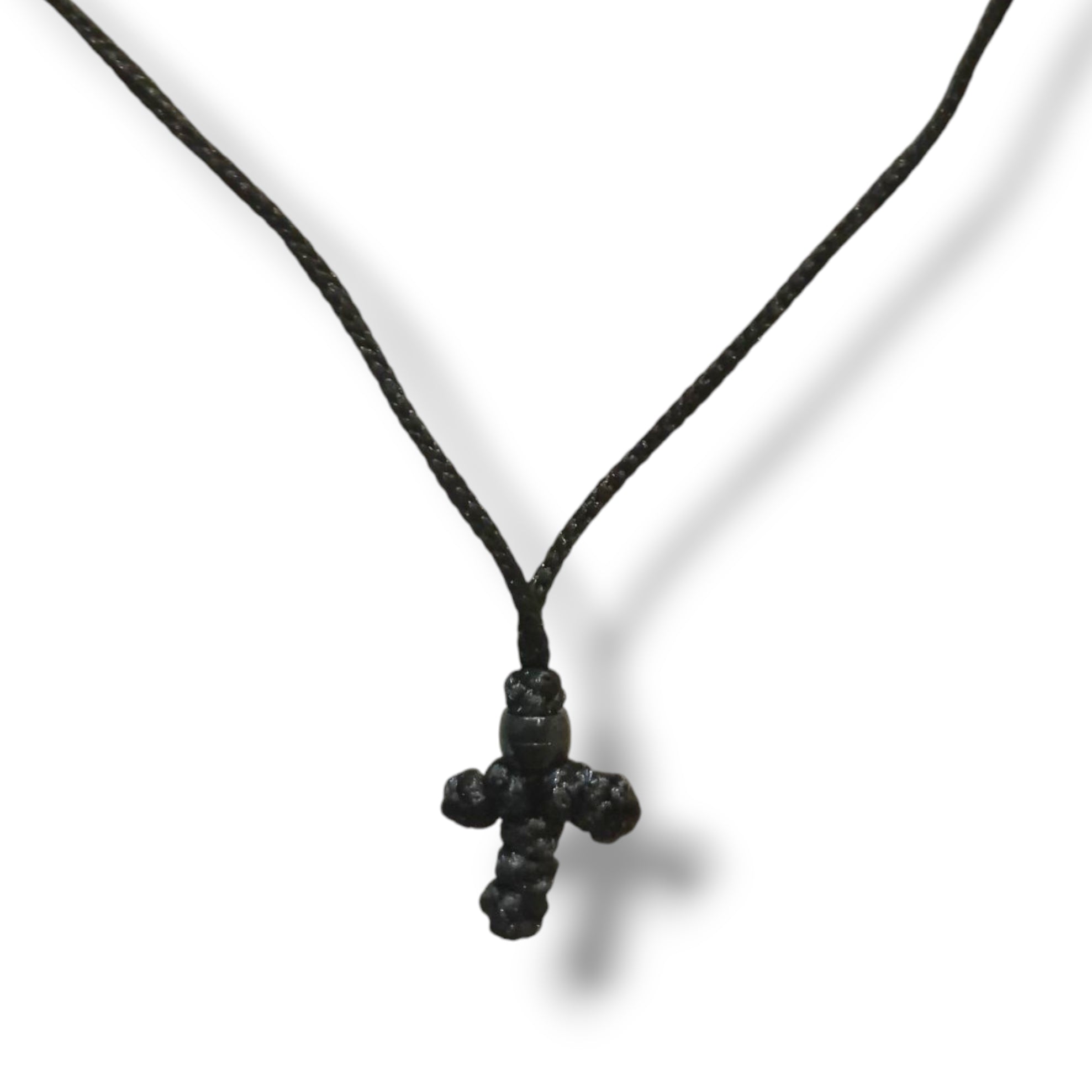 Mini Black Cross (Black Bead) on Rope