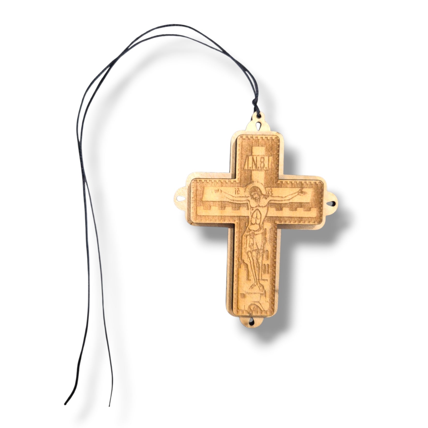 Brown Wooden Car Cross (10x7.4cm)
