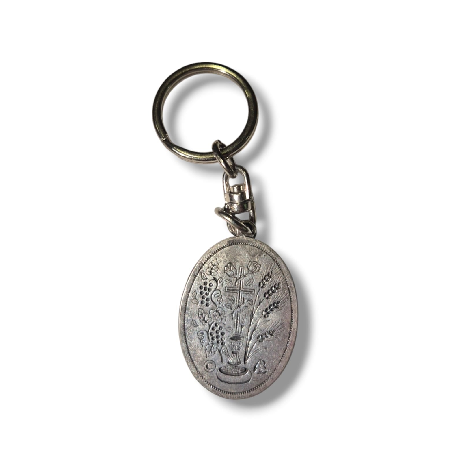 Theotokos Silver Metal Oval Keyring