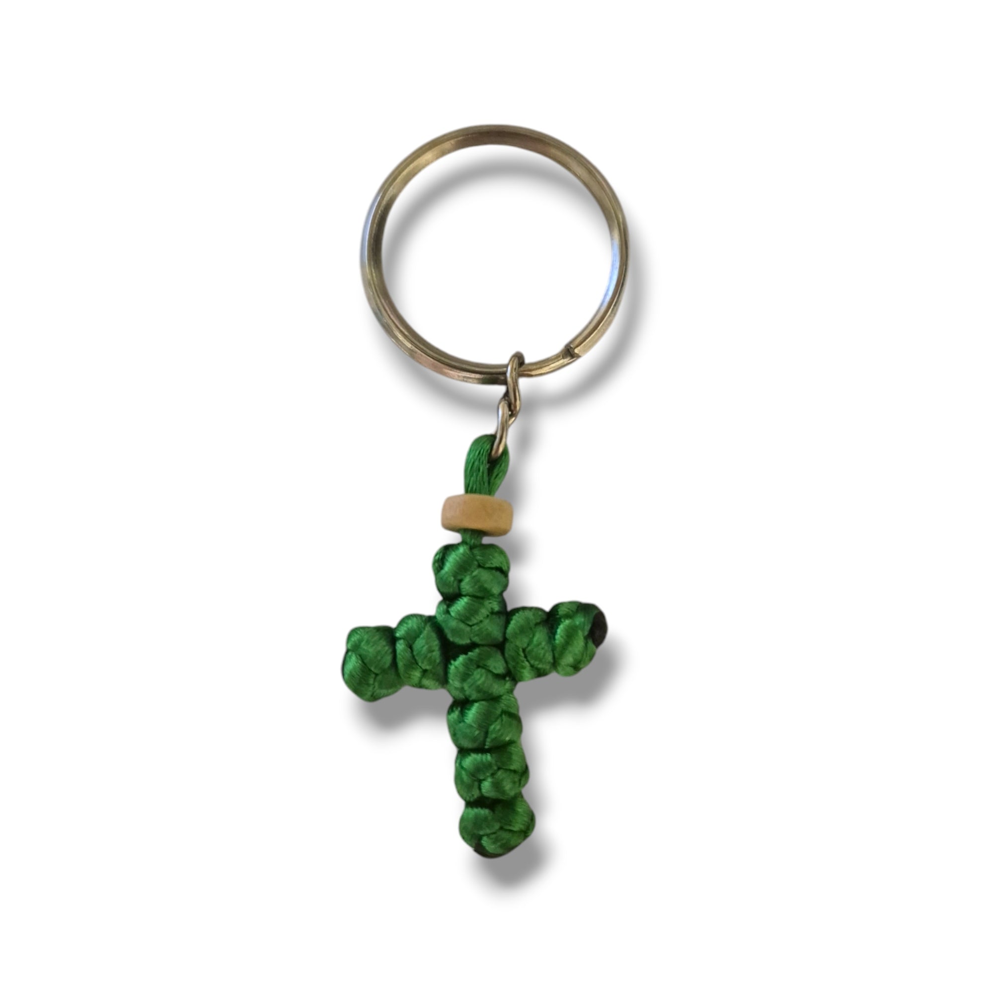 Green Rope Cross Keychain