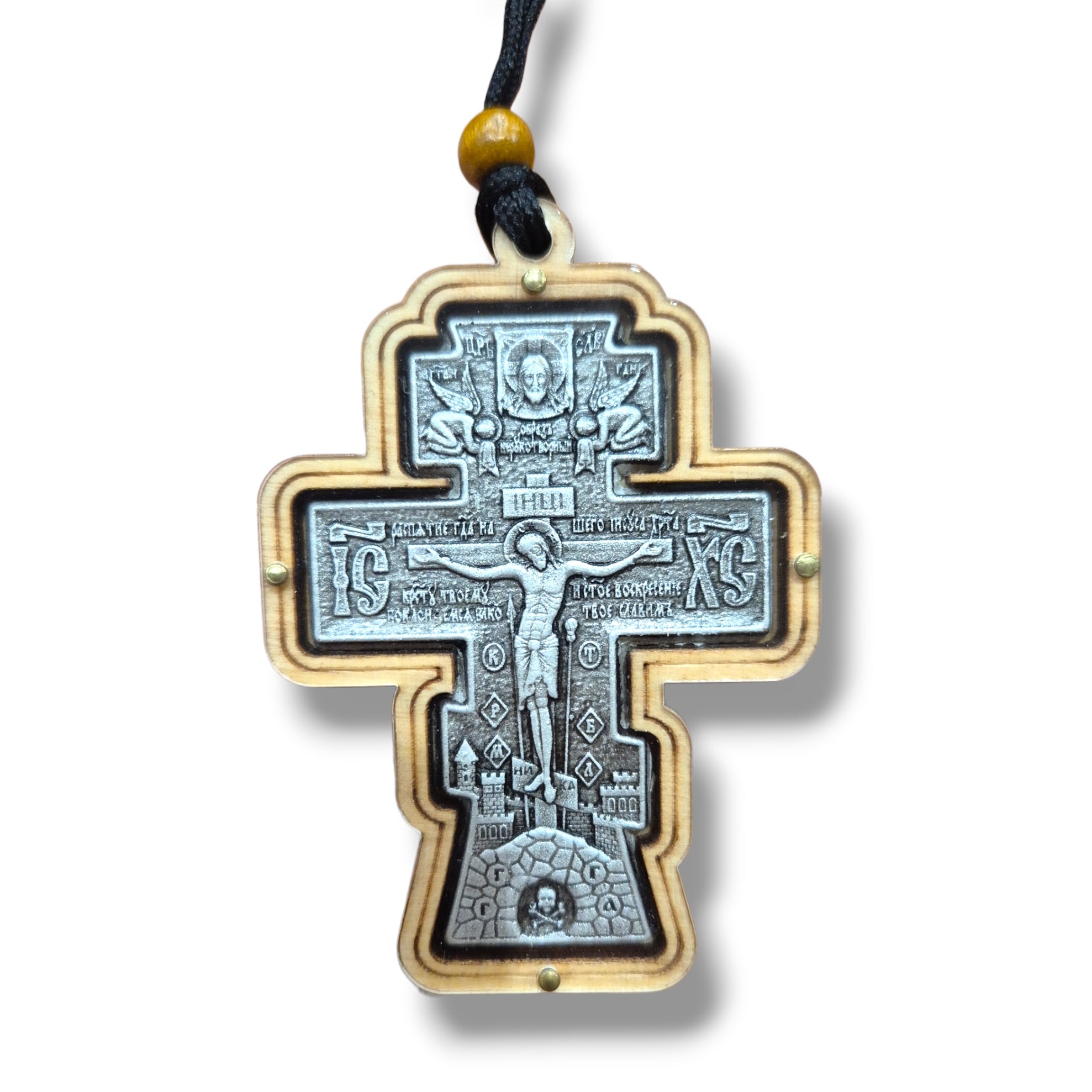 Wooden Silver Car Cross (5.5x8cm)