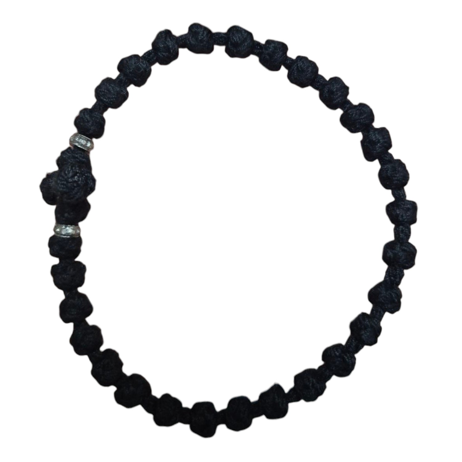 Separated 33 Knot Black + Silver Bead Prayer Rope