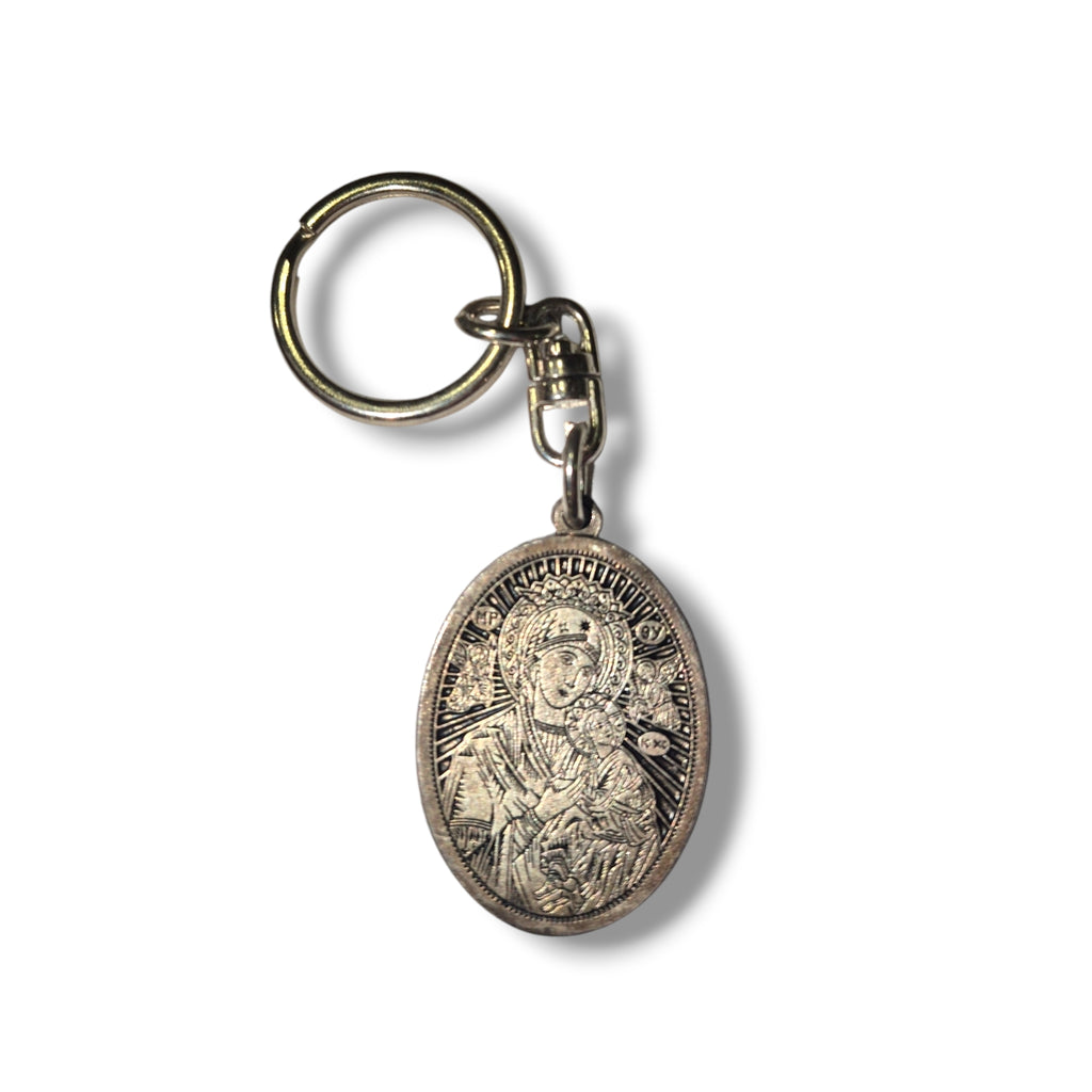 Theotokos Gold Metal Oval Keyring