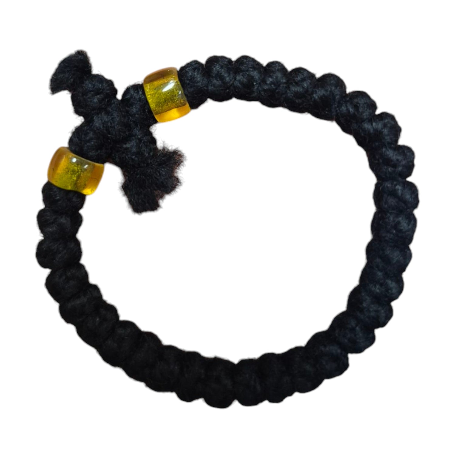 33 Knot Thick Black Rope Cross + Beads Bracelets