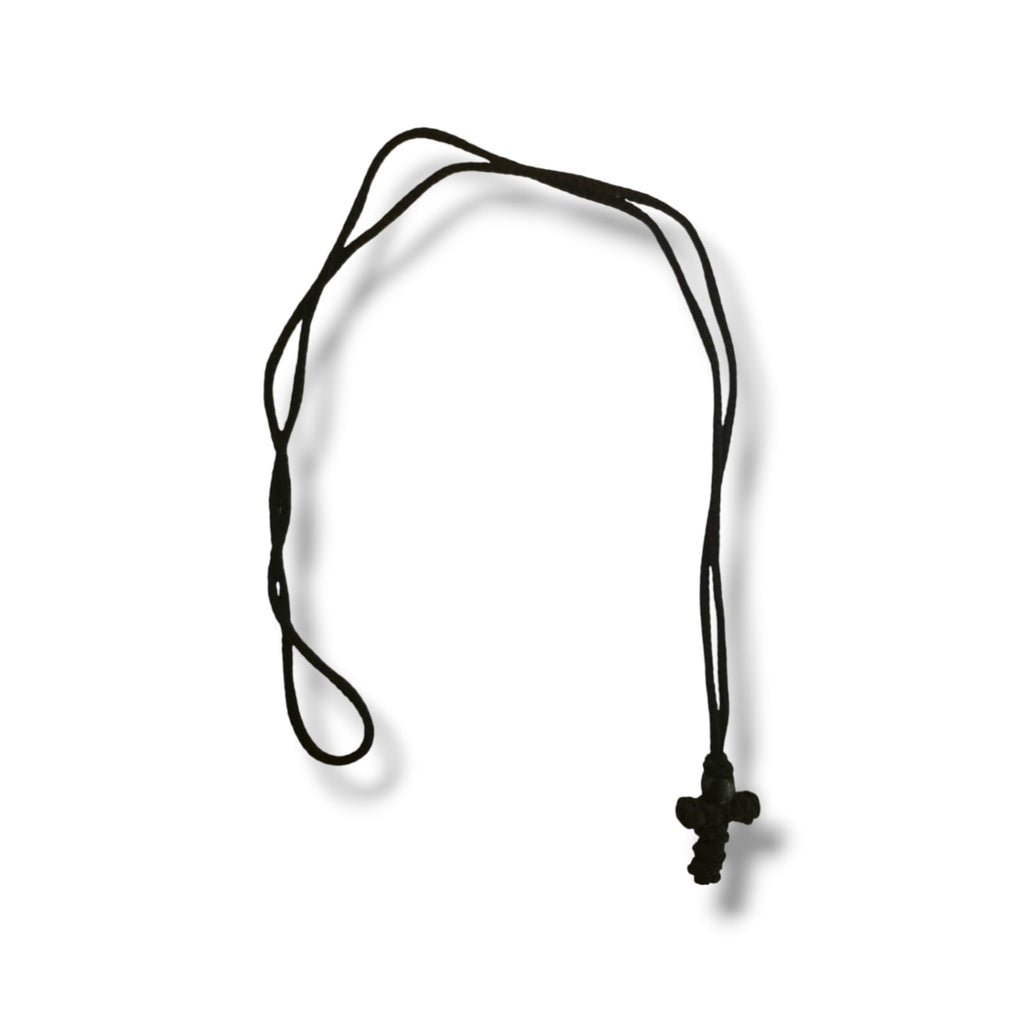 Mini Black Cross (Black Bead) on Rope