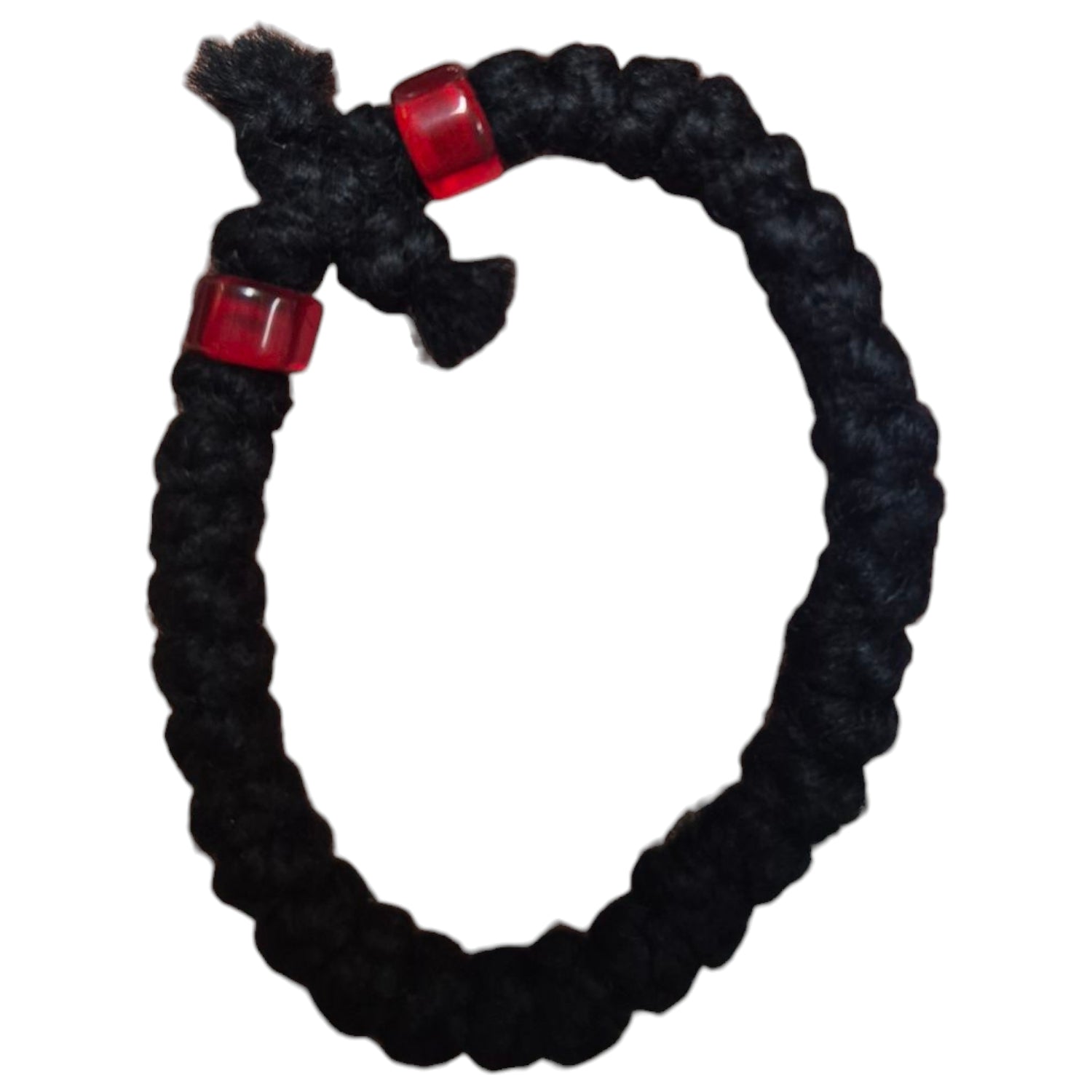 33 Knot Thick Black Rope Cross + Beads Bracelets
