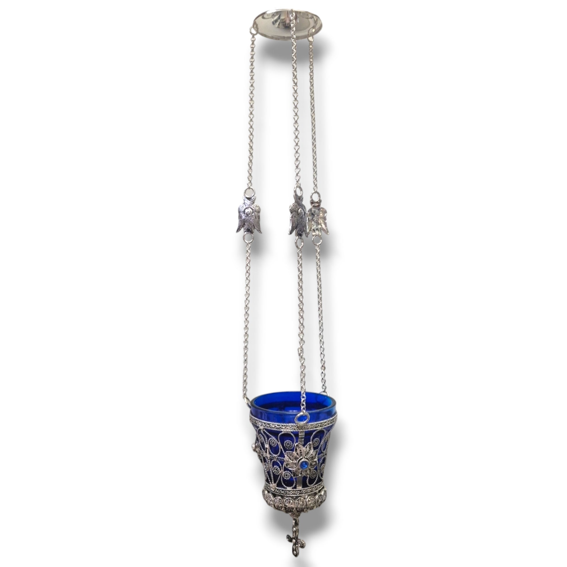 Silver and Blue Oil Lamp