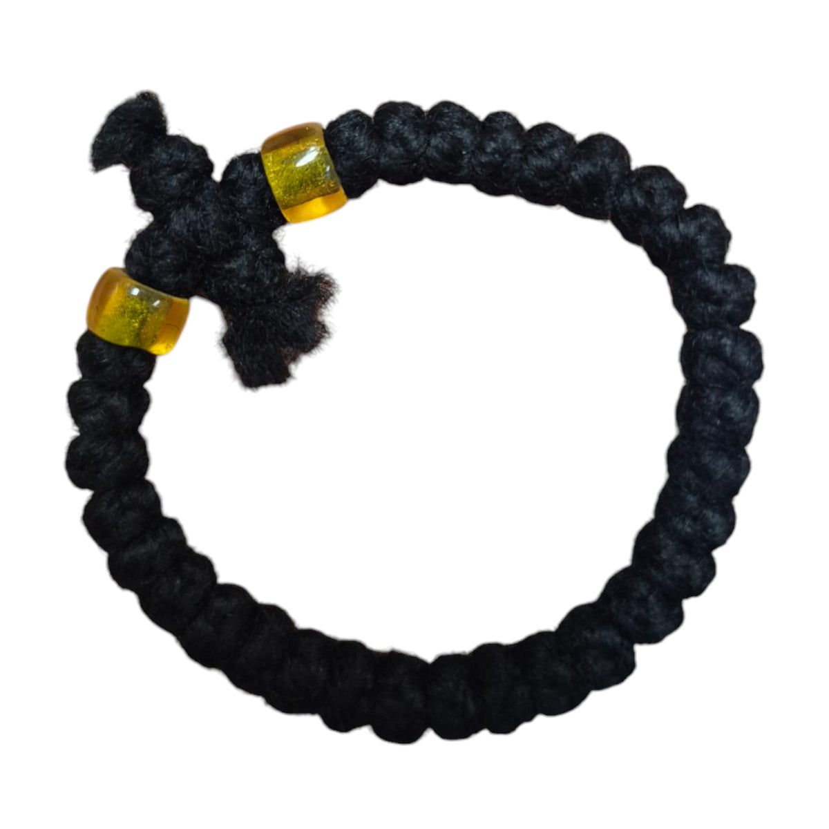 33 Knot Thick Black Rope Cross + Beads Bracelets