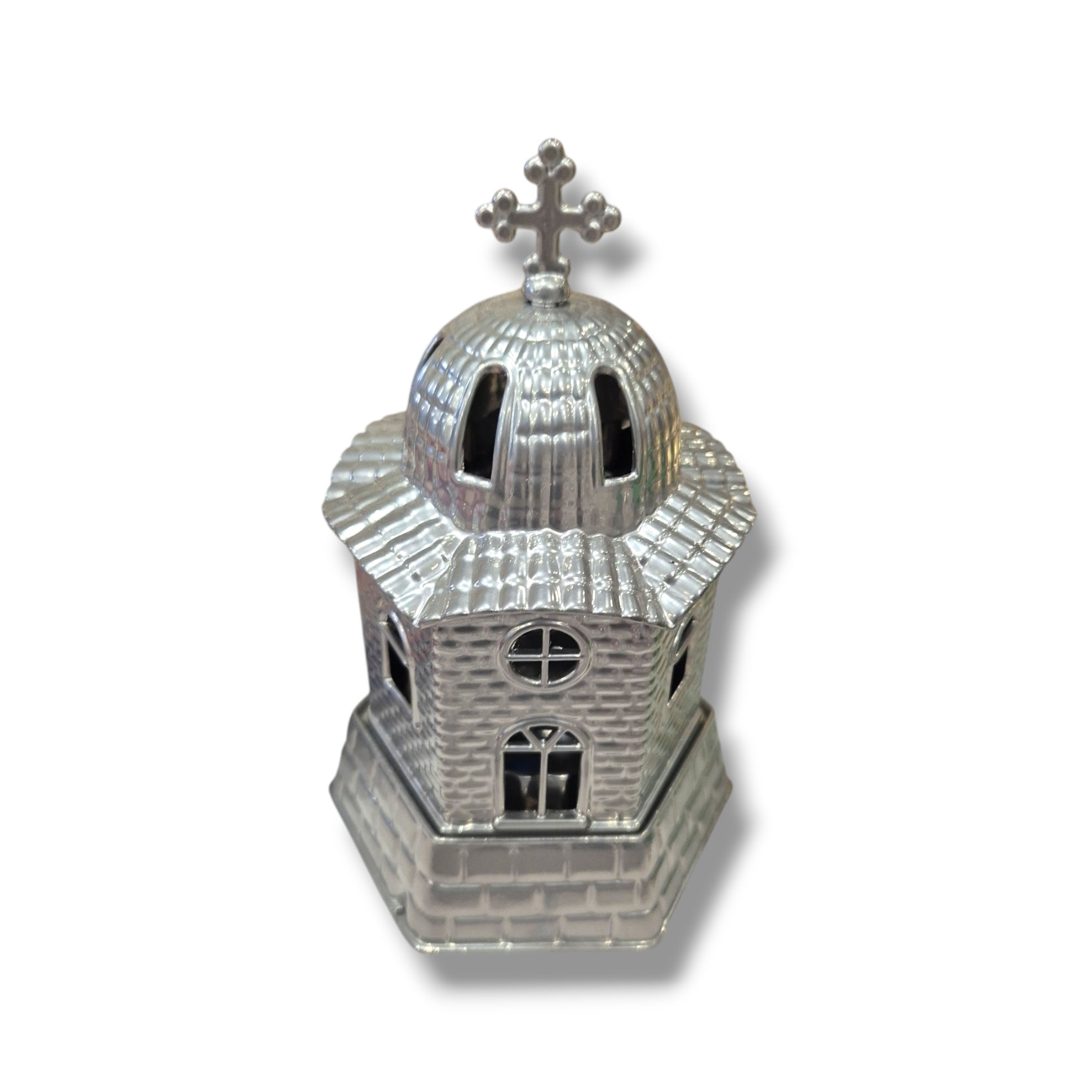 Silver Church Tealight Candle Holder