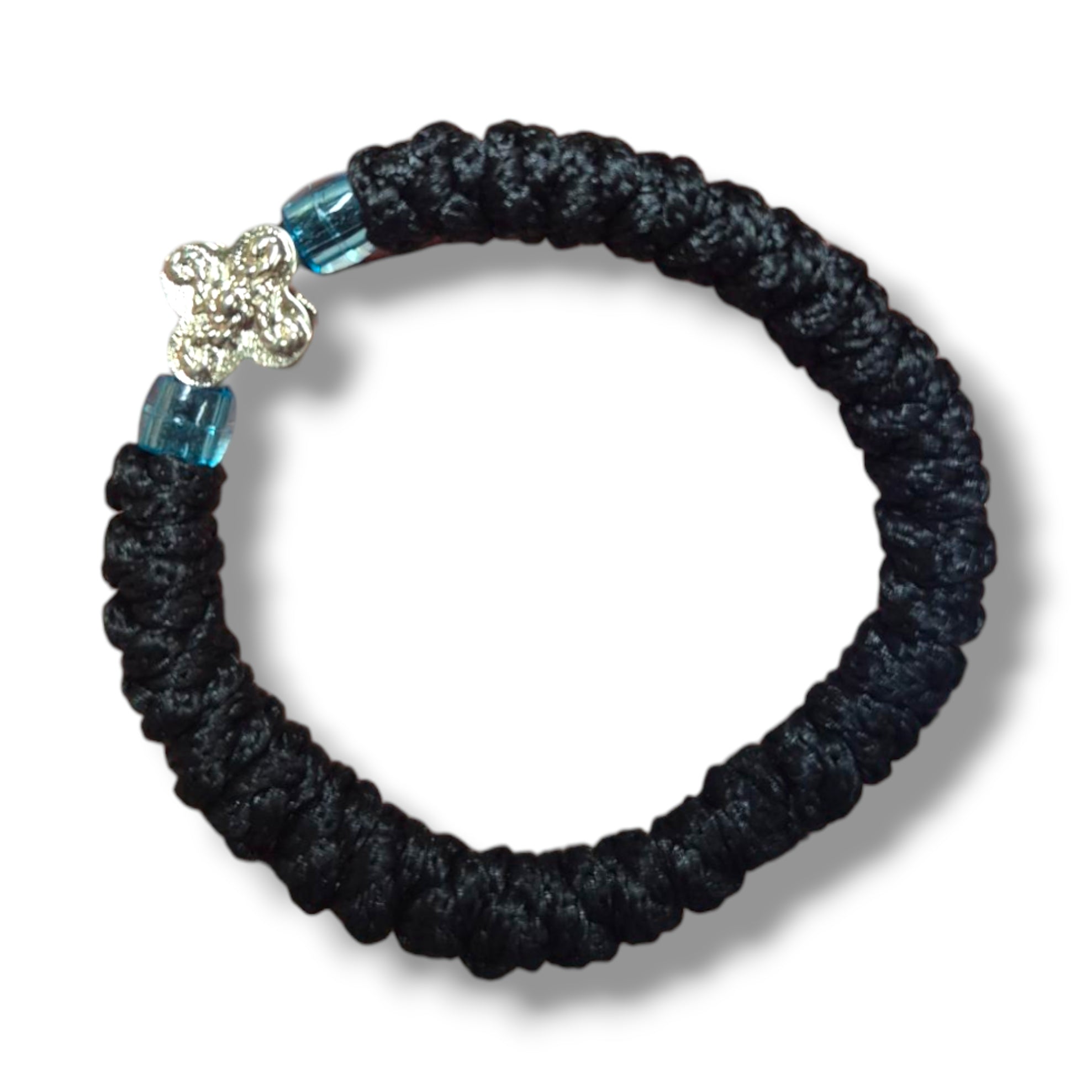 Thick 33 Knot Black + Light Blue Clear Beads Prayer Ropes