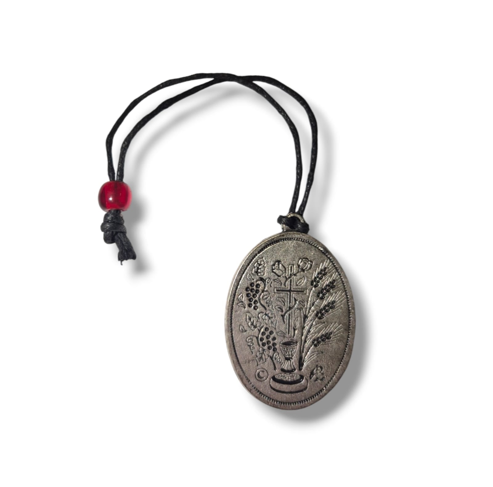 Theotokos Silver Metal Oval Keyring on Rope