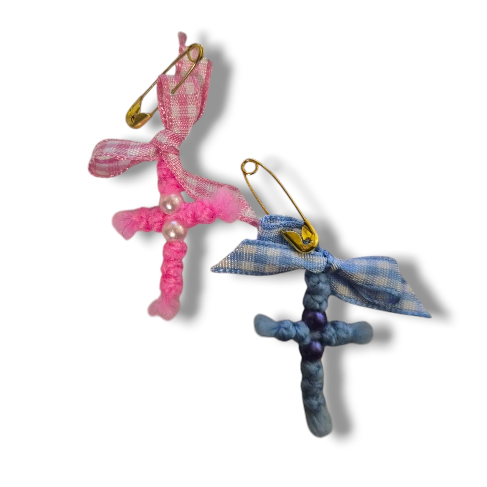 Blue and Pink Cross Pins