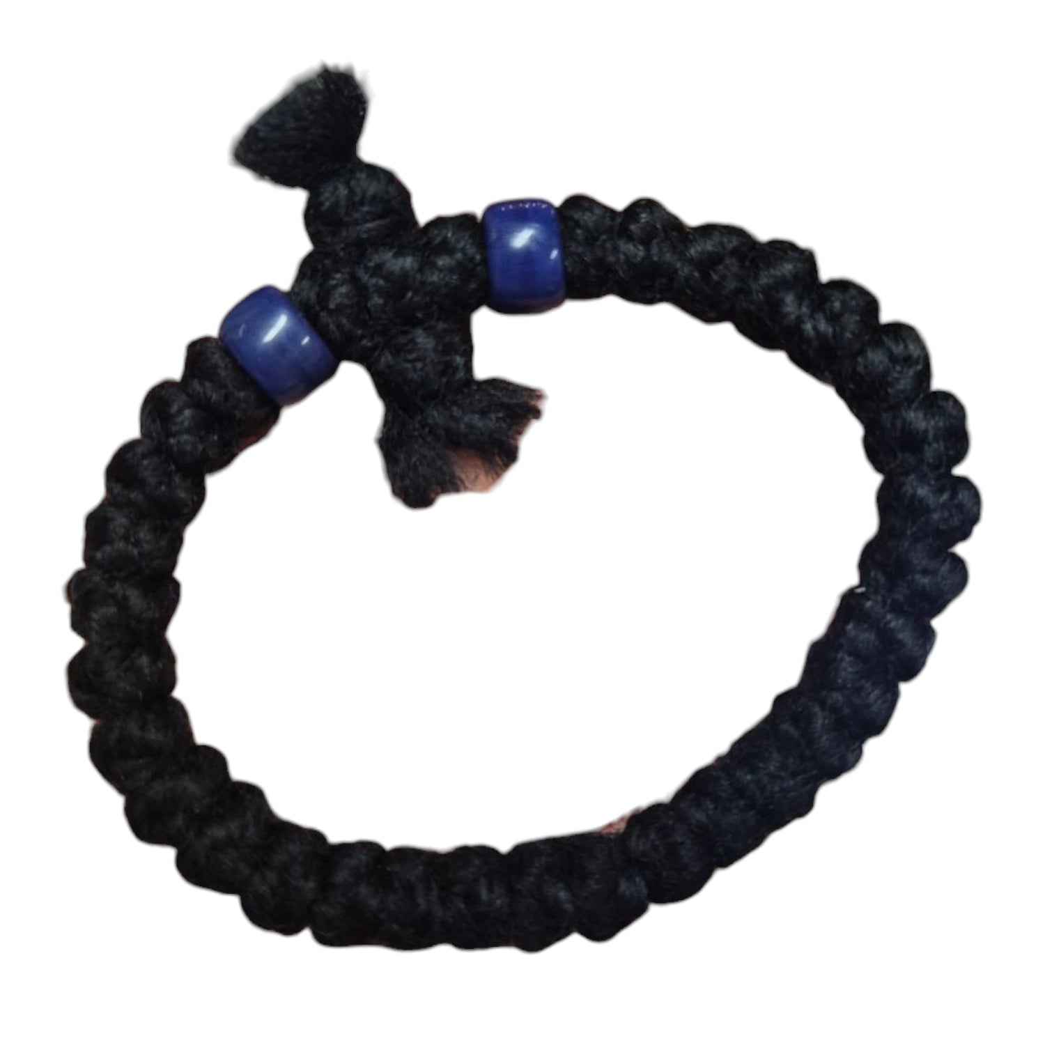 33 Knot Thick Black Rope Cross + Beads Bracelets