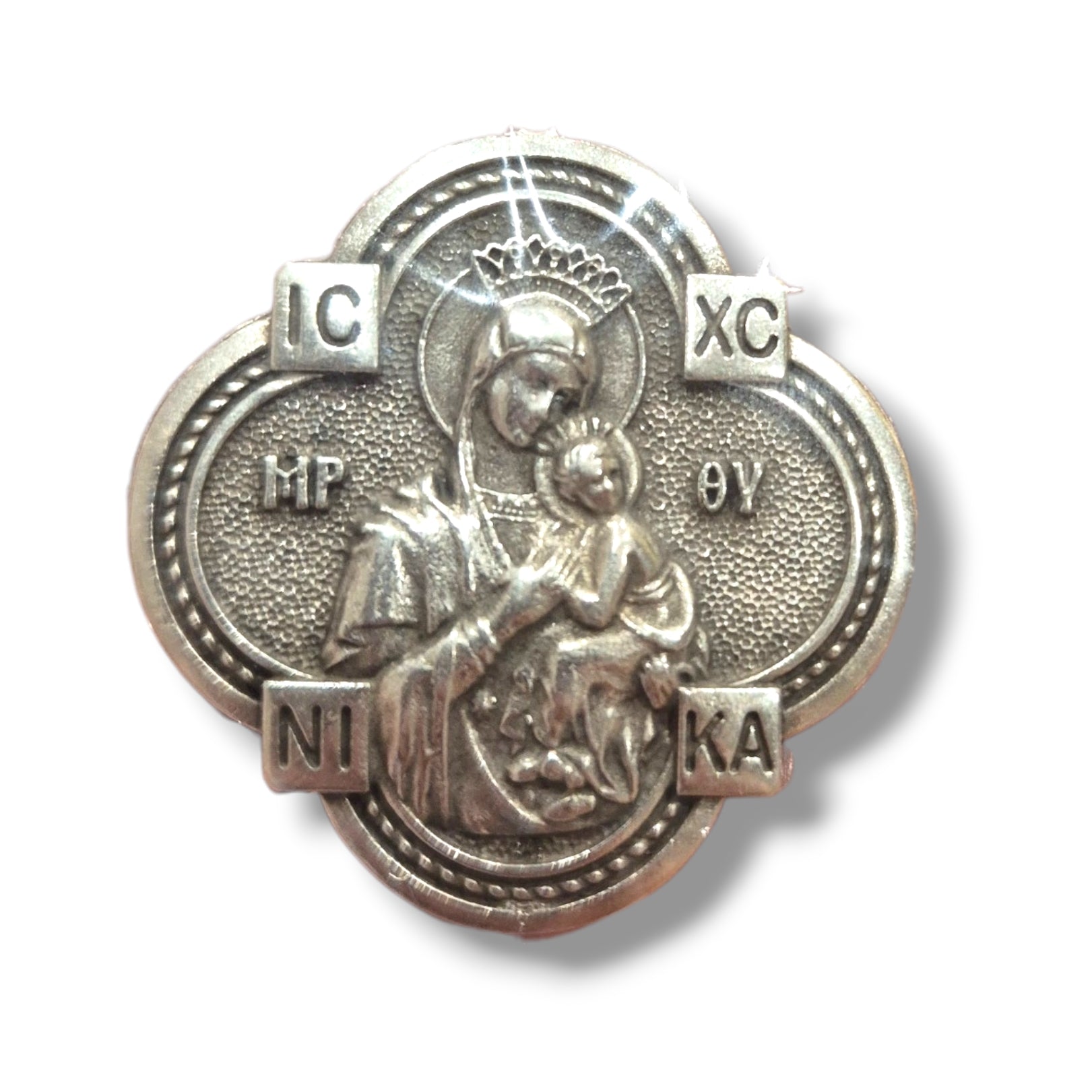 Silver Theotokos Christ Fridge Magnet